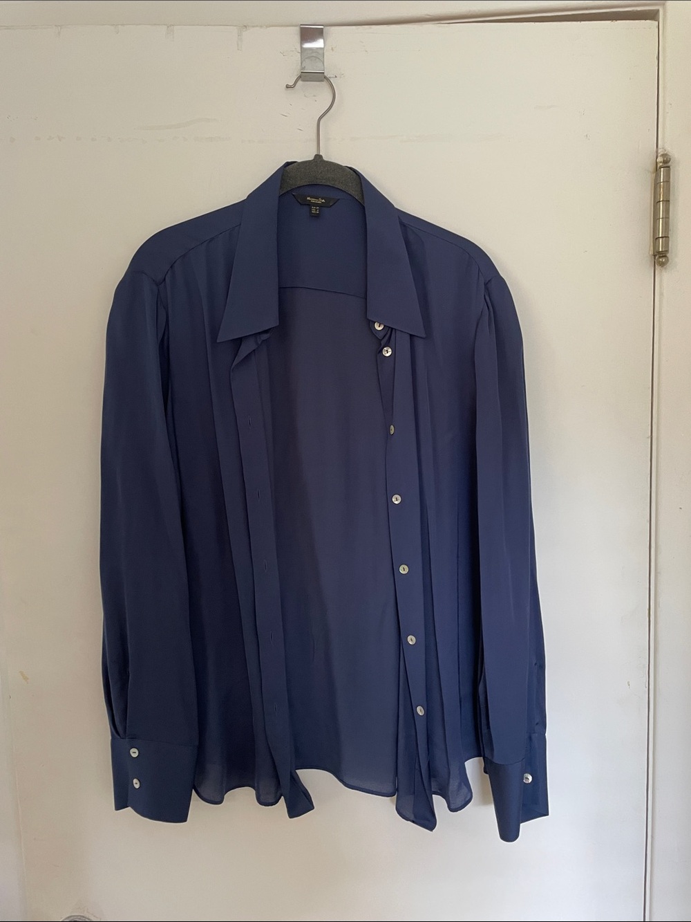 Massimo Dutti women’s Navy Blue Long Sleeve Dress Shirt